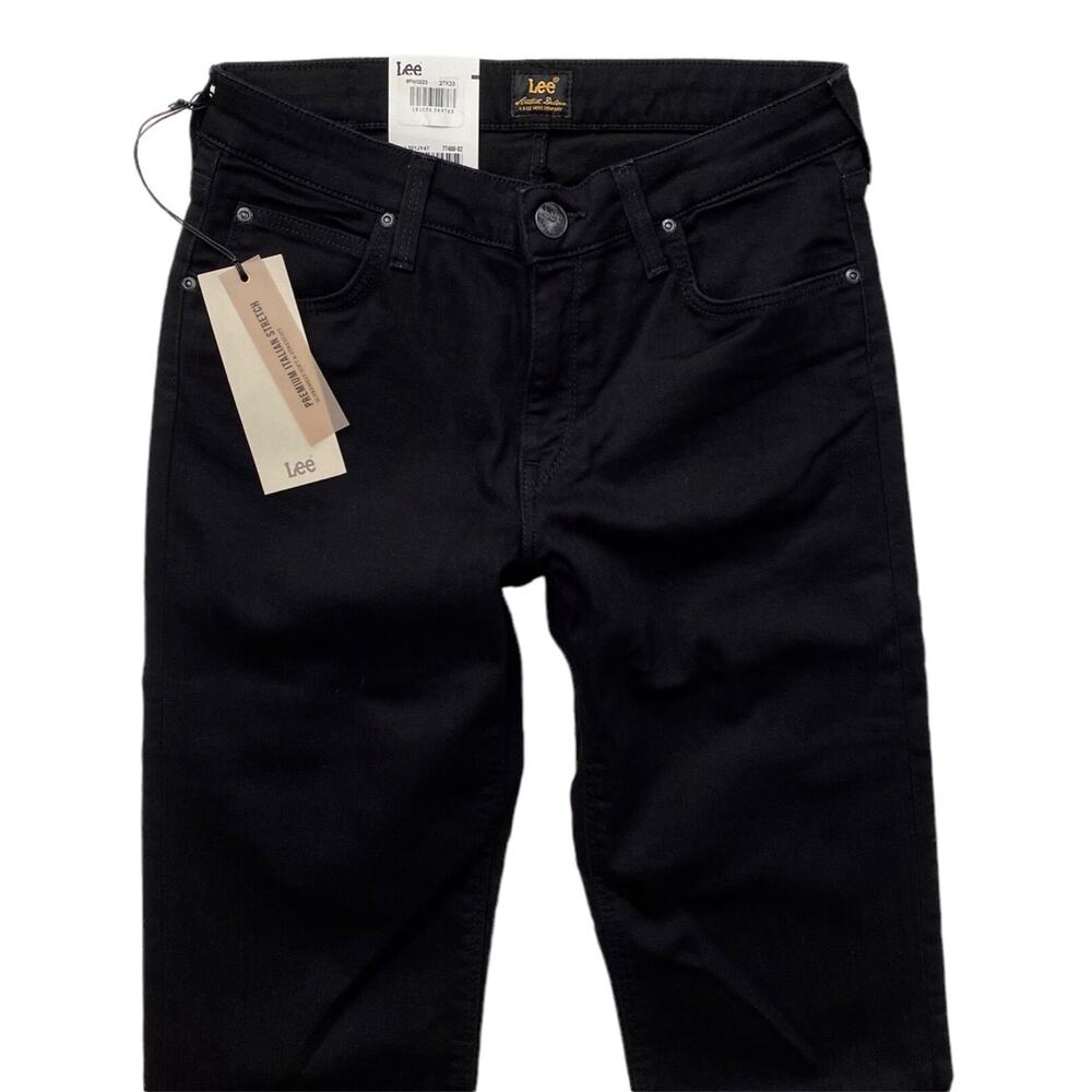 Lee Nwt Black Marion Straight Candiani Stretch Denim Jeans 6FW0223 28 X 33
